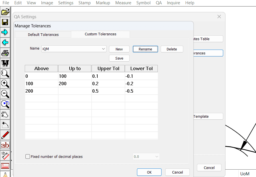 Auto ballooning software tolerances