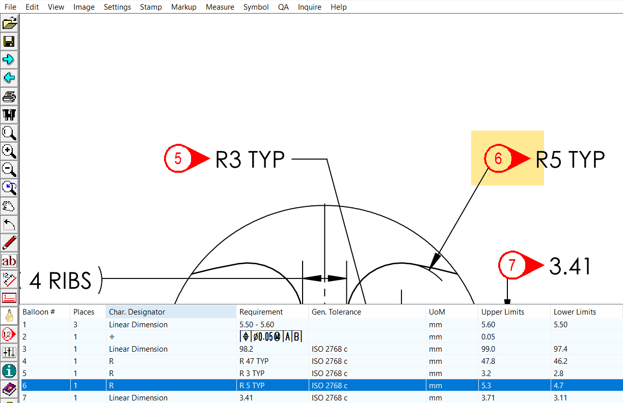 Auto ballooning software for inspection reports